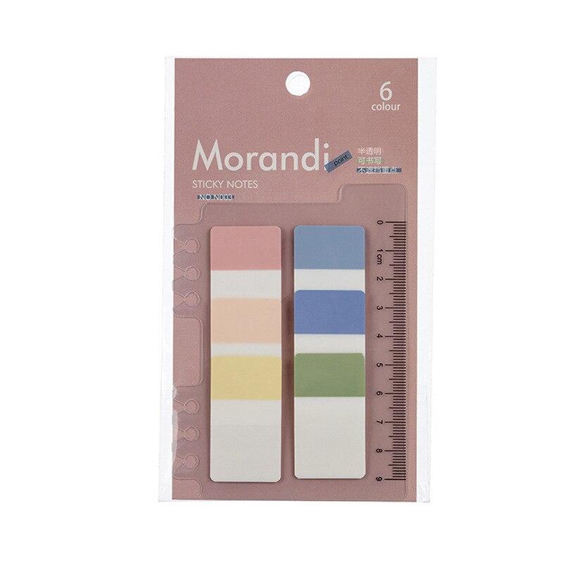

Прозрачные стикеры с указателем для заметок, наклейки с линейкой, канцелярские принадлежности, мини-блокнот для заметок Morandi, цветная книга, маркер для страниц тетради