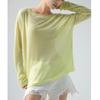 Q Korean Version Ins Versatile Long-sleeved White T-shirt for Women Loose and Transparent Thin Ice Silk Pullover Sunscreen Top
