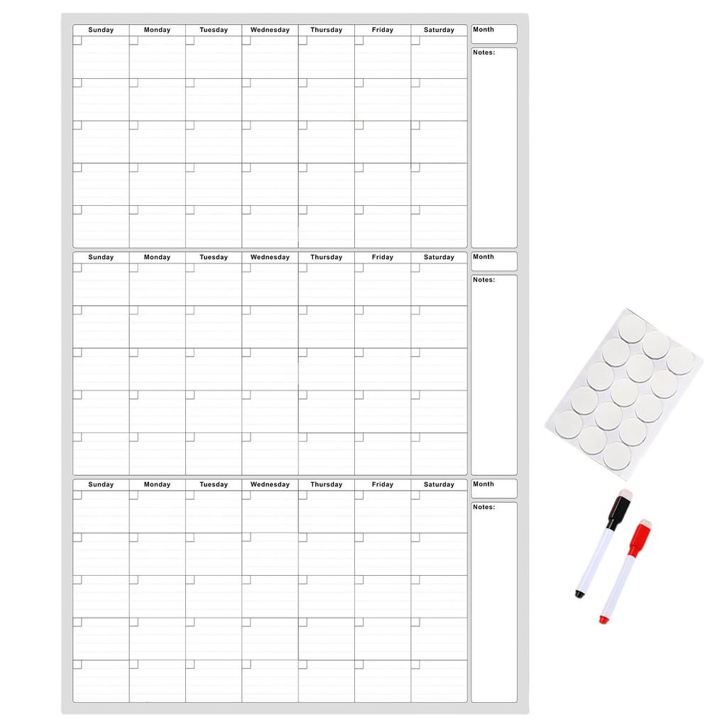 Undated 3 Month Erase Wall Calendar – Reusable Planning Board For Home 1ml