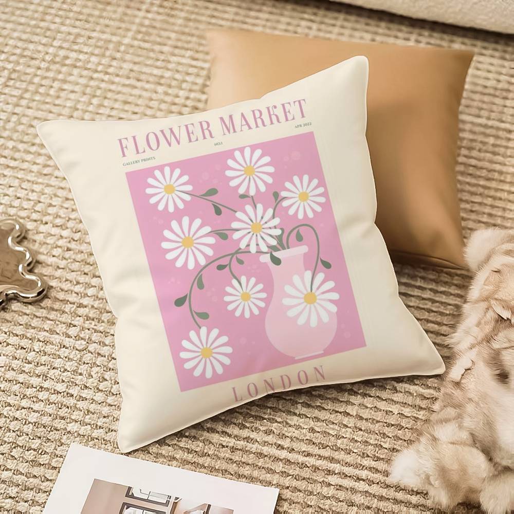 Fl-lower M-market Pillow Case Anti-dustmite Invisible Zipper Sofa Bed