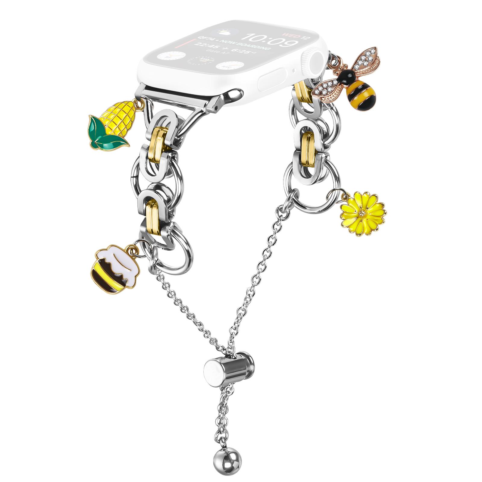 

Electroplated Alloy Band for Apple Watch Series 10 9 8 7 SE 6 5 4 3 2 1 42mm 41mm 40mm 38mm Single Loop Chain Bracelet Strap Silver Gold