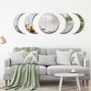 Specchio con Fasi Lunari in Legno Nordico 5 Pezzi, Decorazione da Parete Boho per Camera da Letto Soggiorno, Specchio Sospeso Ciclo Lunare