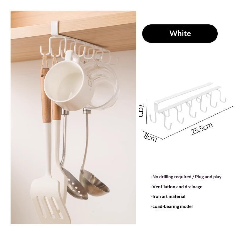12 Hooks Kitchen Cup Kitchenware Storage Rack Long Row Cap Bag Tie Scarf Organizer Hanger Cupboard Holder Dormitory Rack