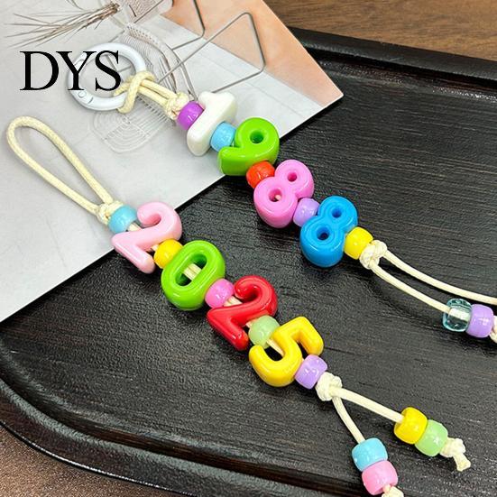 Large Hole Beads 5Pcs DIY Acrylic Bubble Number Beads, 0-9 Chunky Kit Colorful Spacer for Crafting Projects