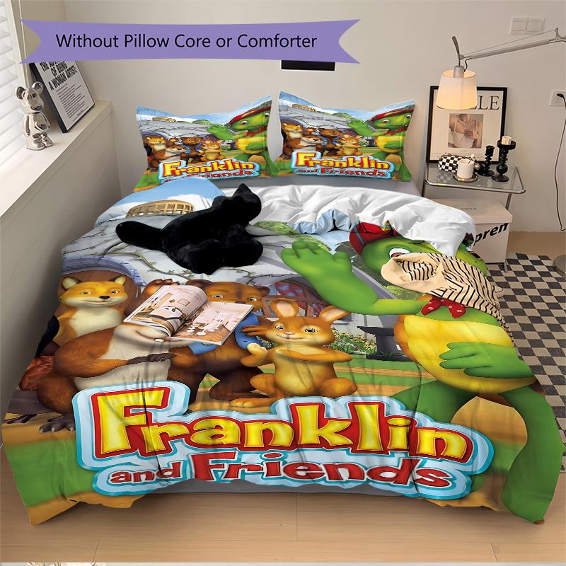 Franklin Friends Print 3Pcs Bedding Set,Duvet Cover with 2 Bedro,Pillowcase Home Birthday Gift