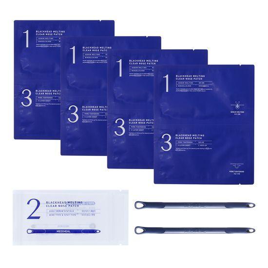 Mediheal Blackhead Melting Clear Nose Pack 4 Sheets with Spatula