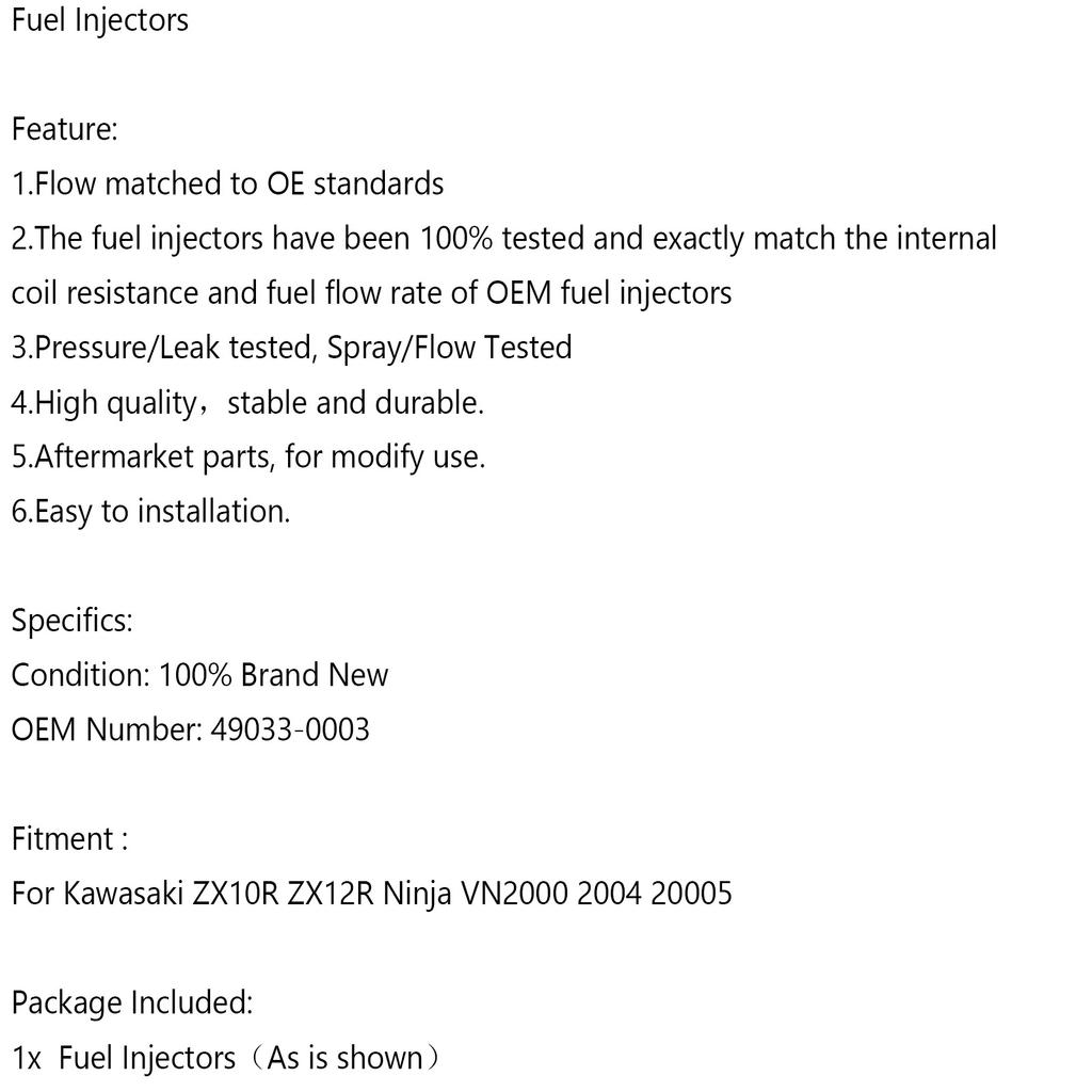 Kraftstoffeinspritzdüse 49033-0003 OEM Für 2004 20005 Kawasaki ZX10R ZX12R Ninja VN2000