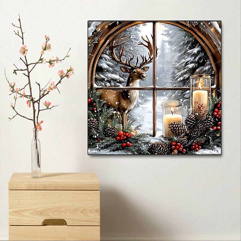New Arrival 5D DIY Full Circle Diamond Painting "Christmas Elk" Embroidery Cross Stitch Home Decor Gift
