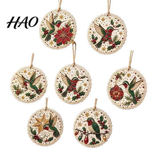 Handcrafted Christmas Tree Decor 6Pcs/Set Ornaments DIY Faux Pearl Art Kit, Hanging Decorations Craft Kit Holiday Gift for Lovers with Round