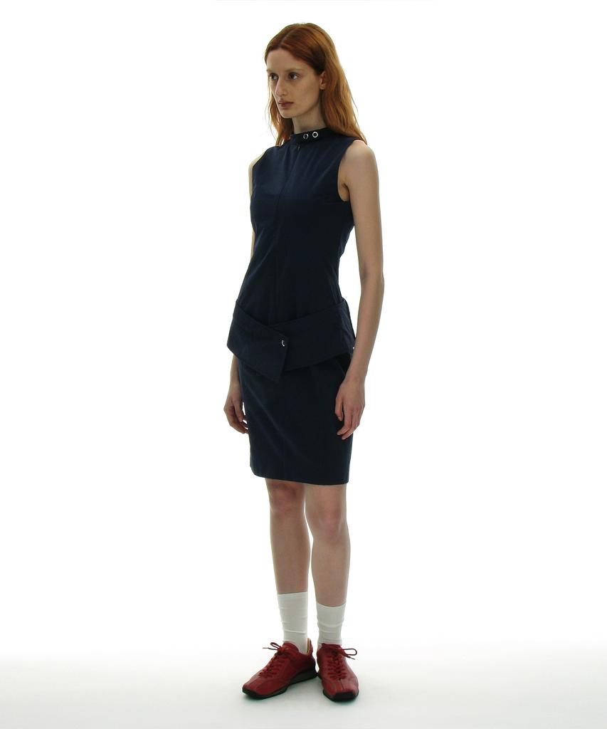 Partimento Woman Minimal Belted Dress_Navy