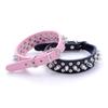Adjustable Leather Pet Dog Collar Neck Strap Supplies PU Leather Punk Rivet Spiked Dog Collar Pet Collars for Small Dog Cat