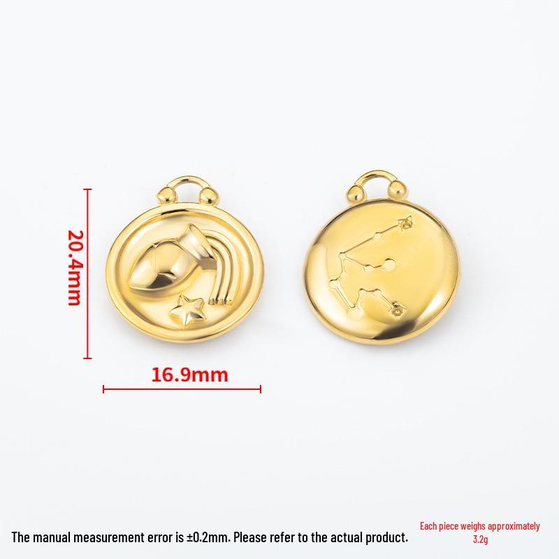 18k Gold Zodiac Pendants for DIY Luxury Jewelry - Small Accessories for Bracelets & Necklaces