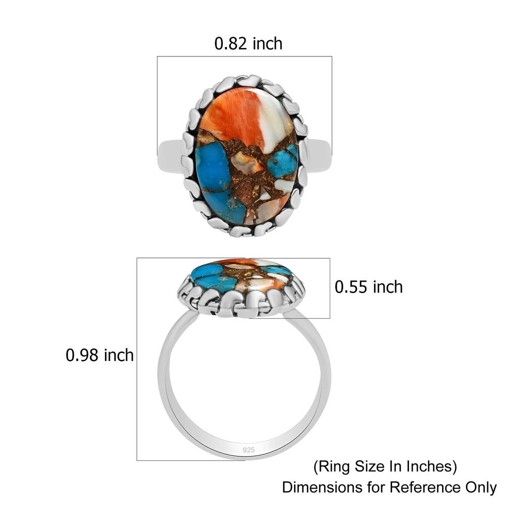 Natural Oyster Turquoise Solid 925 Sterling Silver Ring For Women & Girls
