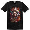 Tribal Skull Feather Headdress T Shirt Color Splash Gothic Art Tee Unisex Gift