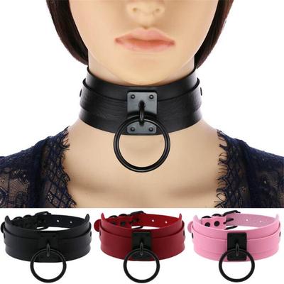 DIEZI Harajuku Cosplay Gotické náhrdelníky Černé velké kruhové náhrdelníky Kožené náhrdelníky Choker Náhrdelníky Ženy Muži Šperky Móda Goth