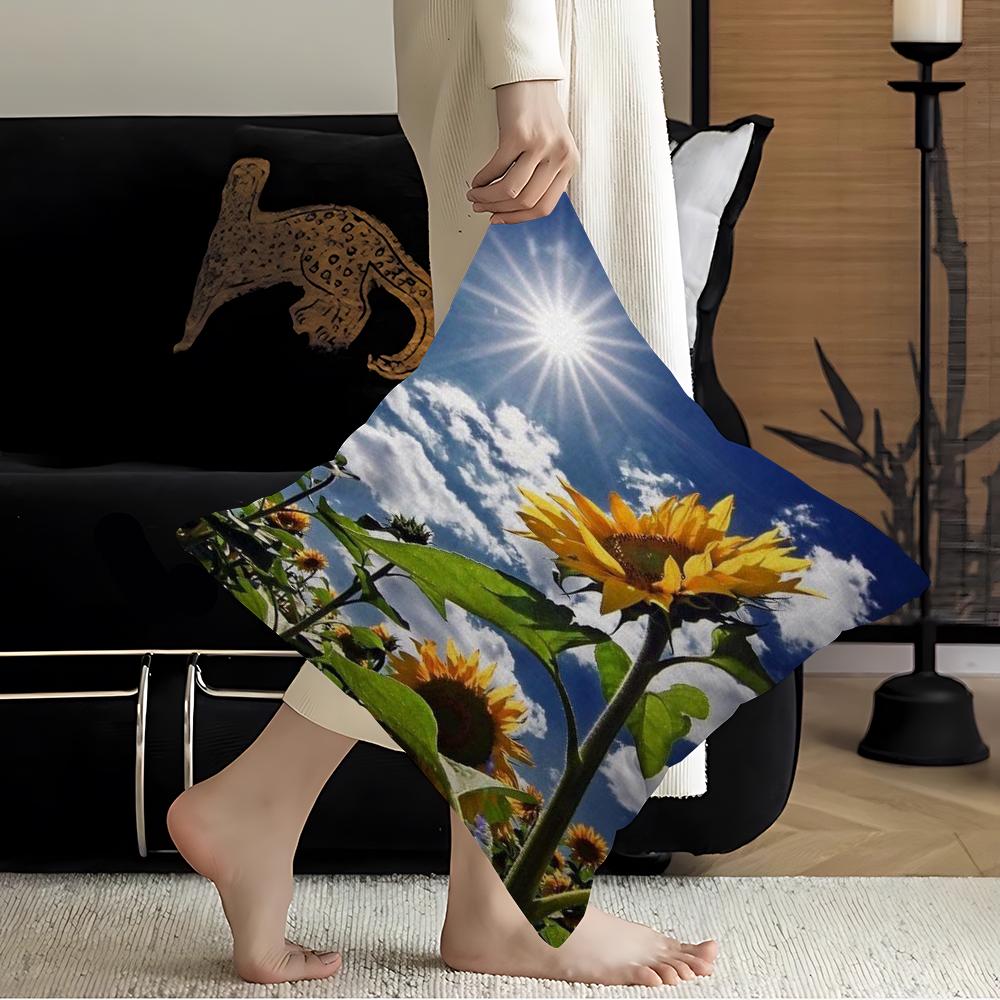 Nature Blue Sky Cloud Sunflower 45*45cm Cushion Cover Pillow Cover Decor Pillowcase Home Pillowcase For Couch Pillow