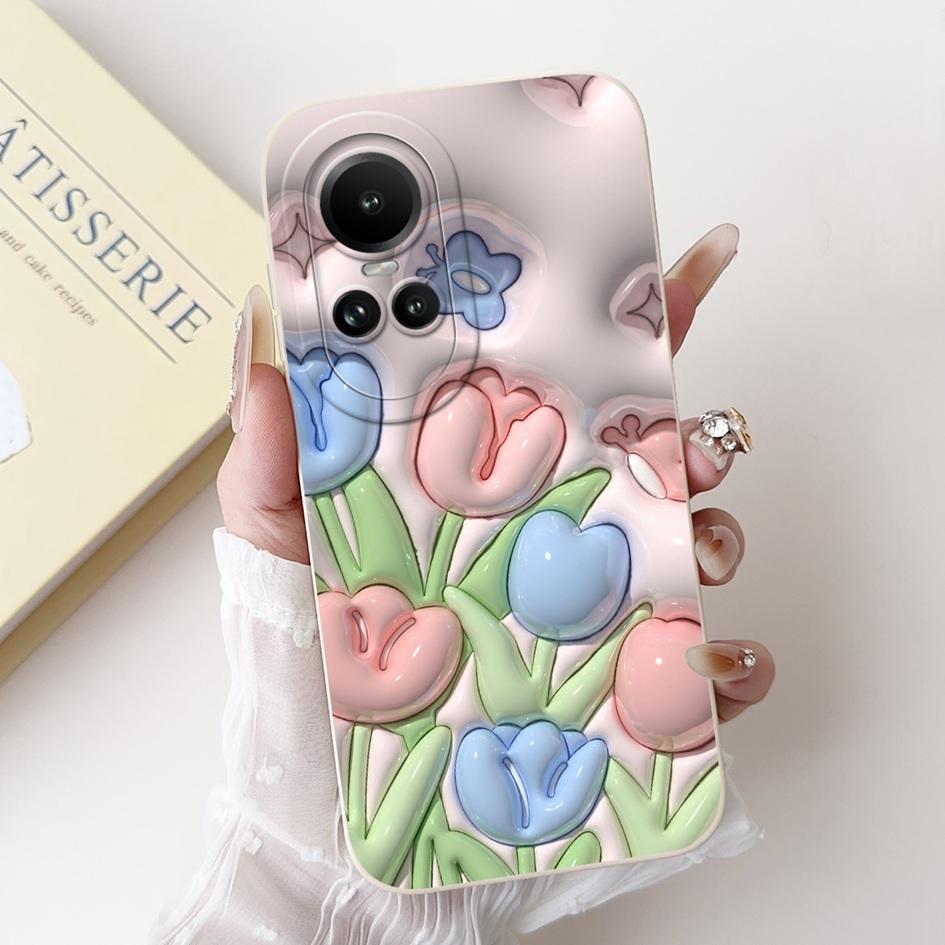 For OPPO Reno 10 Case CPH2531 Reno10 5G Cover Fashion Daisy Flower Lens Protective Soft Shell For OPPO Reno 10 Pro CPH2525 Coque
