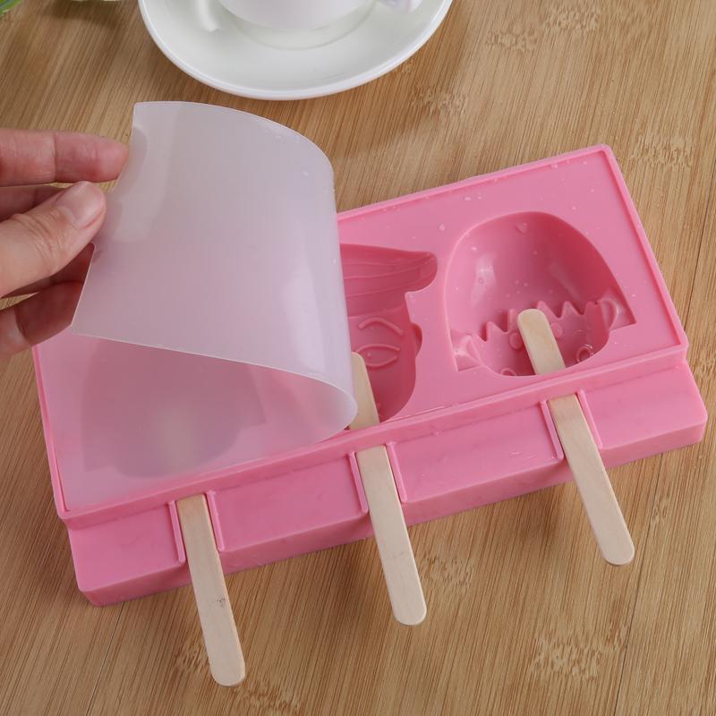 Homemade Silicone Cartoon Cute Ice Pop Molds Popsicle Molds Ice Trays Ice Cream Maker Frozen Holder Mould Kitchen Tools