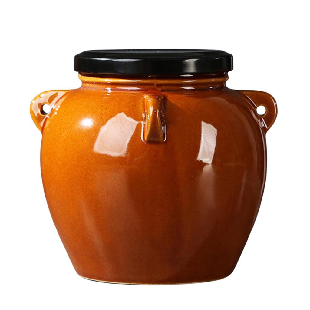 Keramik Vorratsglas mit Deckel Handgemachtes Deko-Set Langlebige Behälter Beschläge Traditionell für Gurken Zuhause Tisch Küche
