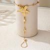 Starfish Charm Hand Chain Bracelet for Women, Adjustable Faux Pearl Finger Ring Bracelet, Non Tarnish Golden-Plated Chain Bracelet Jewelry