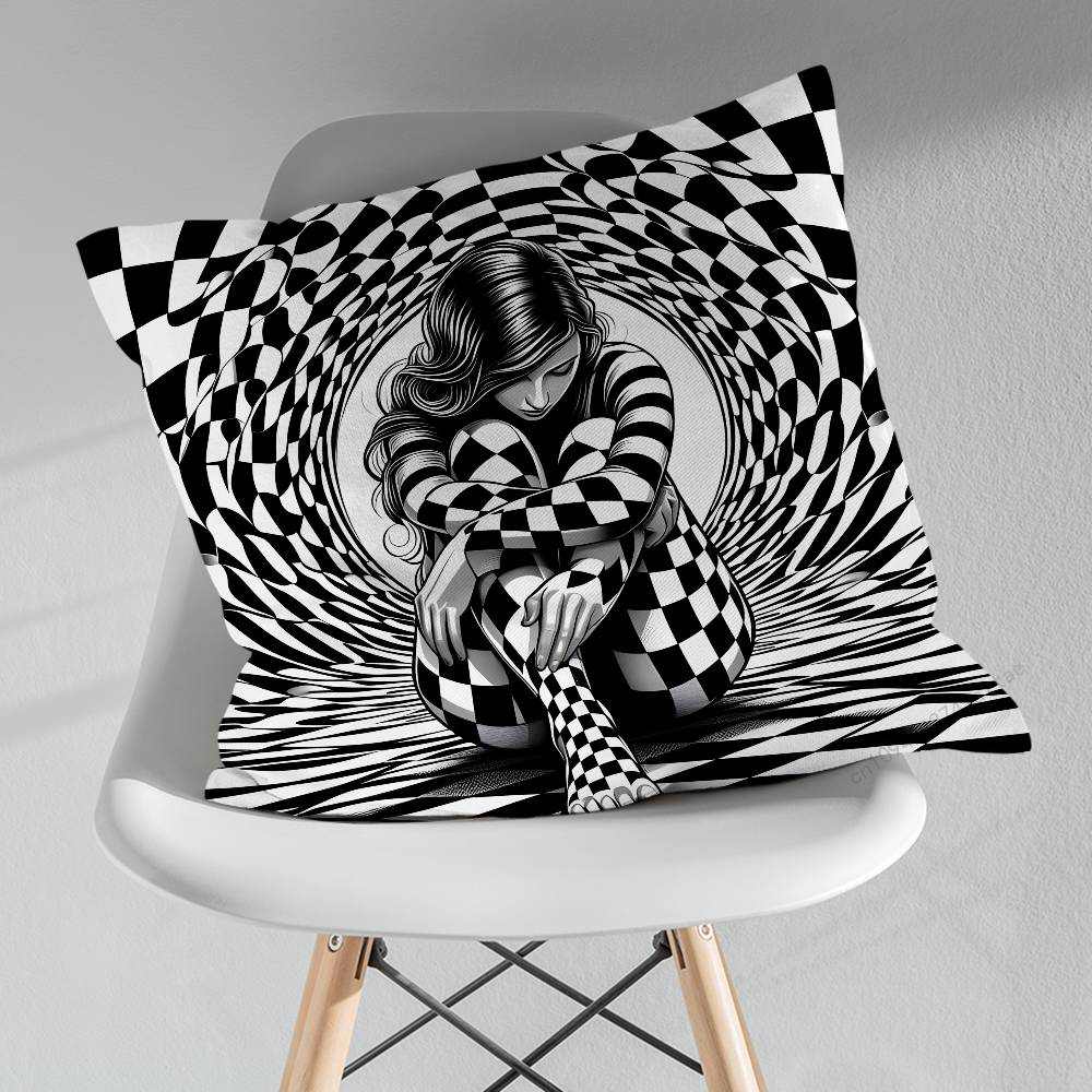Black White abstract Art pillow over living room sofa cushion cover home decoration bedroom room bed pillow cover