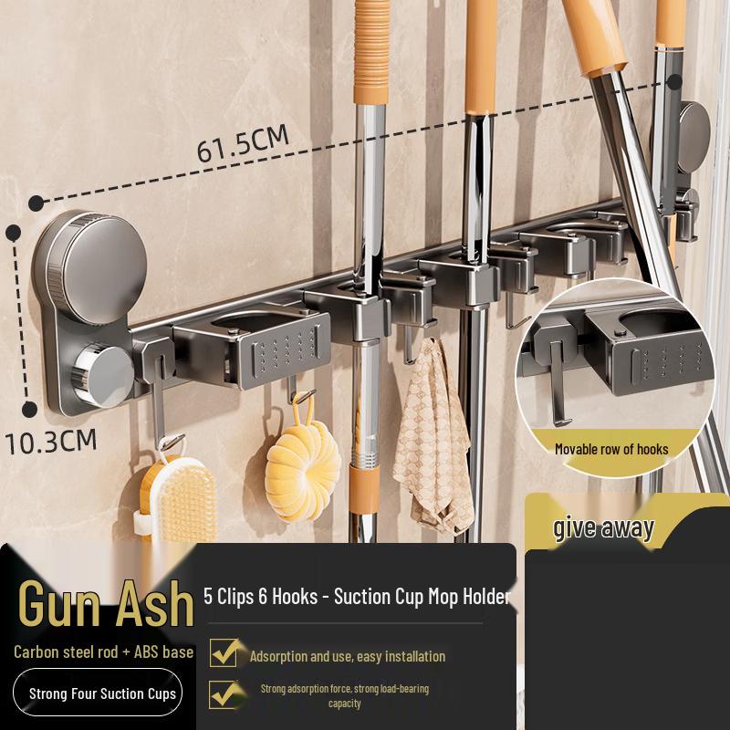ZNMW Punch-Free Suction Cup Mop and Broom Holder