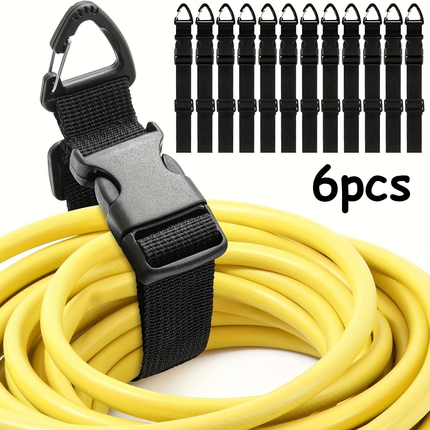

6pcs 45cm Heavy-Duty Adjustable Extension Cord Organizers with 3-Axis Buckle Lock - Black Durable Polypropylene Cord Holders