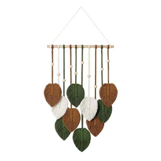 

Настенный гобелен в форме листа, ручная работа, плетеный деревянный декор в стиле бохо