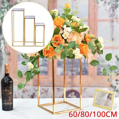 Gold-Plated Gold Wedding Arch Geometric Flower Stand Home Decoration Shiny Metal Iron Rectangle Square Frame Backdrop Gold New