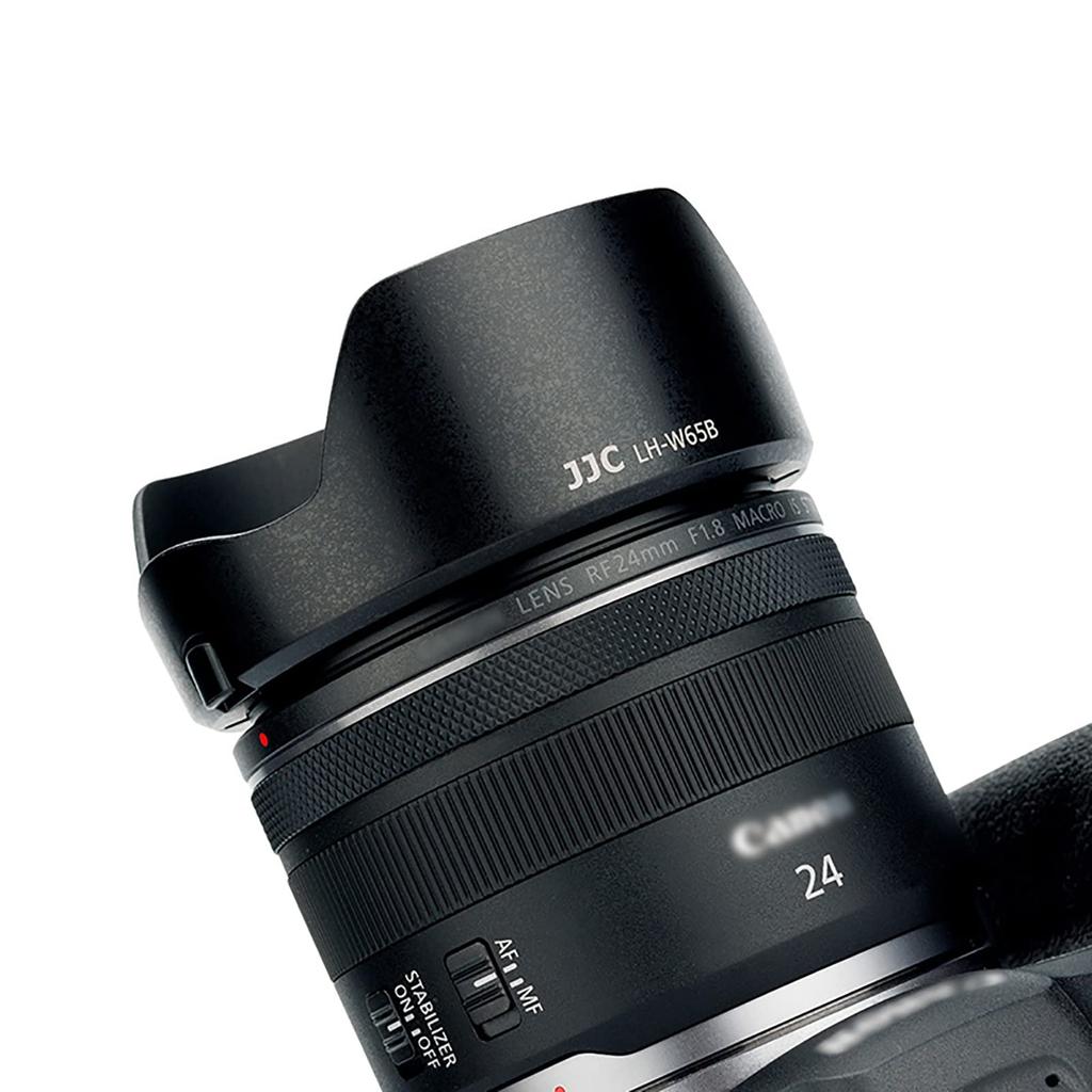 JJC Reversible Lens Flower Compatible with Canon RF 24mm MACRO IS STM Includes Cleaning Cloth EW-65B Hood, Shape, F1.8 Lens,