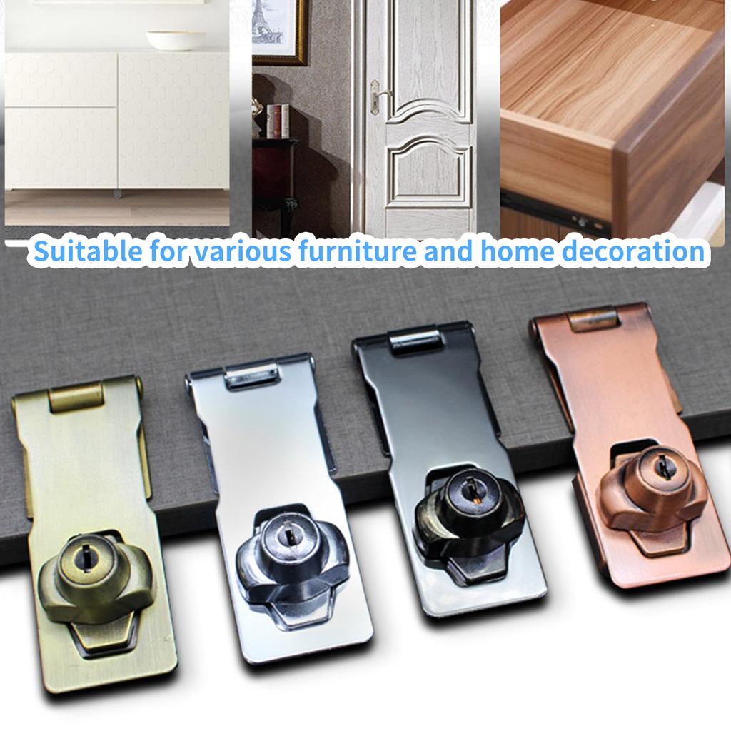 Industrial Locking Hasp Security Door Clasp Lock Safety Padlock Hasp Heavy Duty Safety Hasps with Key for Household