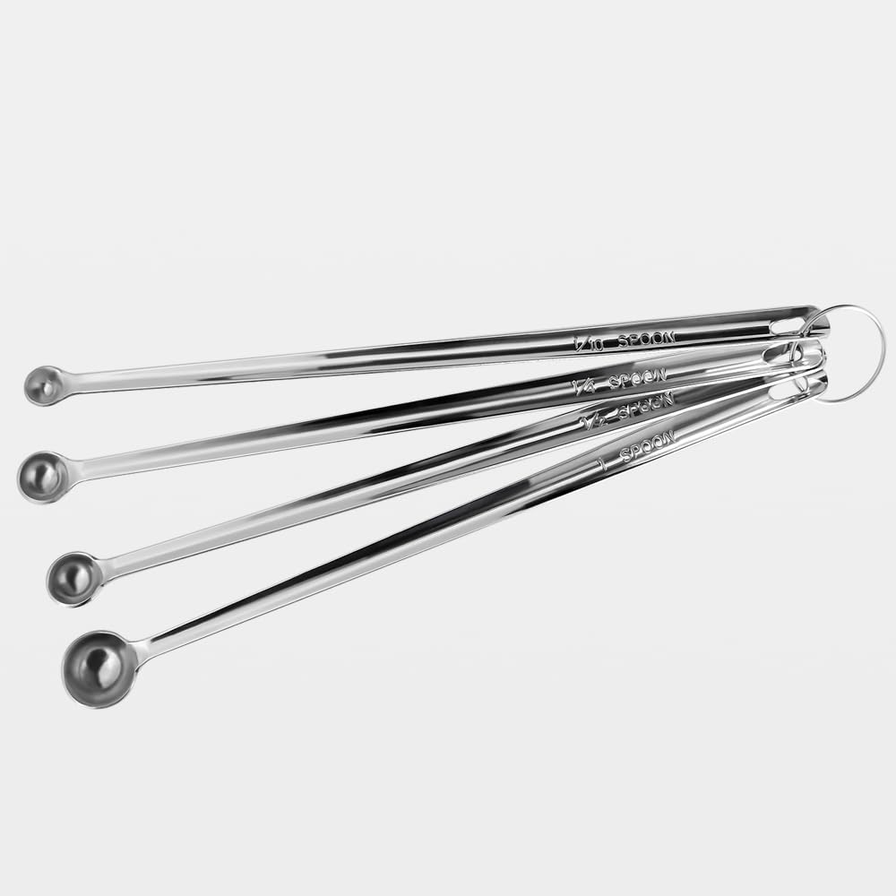 Wadasuke Seisakusho Extra Thick Measuring Spoons, Long, Set of 4, 4910-0012
