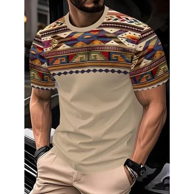 New Summer Men's Fashion T-shirt Personality Vintage Pattern Printed Men's T-shirt Top