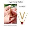 European and American new models, red crystal love dagger pendant layered necklace French design female collarbone chain