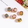 Vietnam Sand Gold Sakura Lotus Bead Bracelet: Brass Gold Plated, Enamel Baked Paint, DIY Hand Rope.