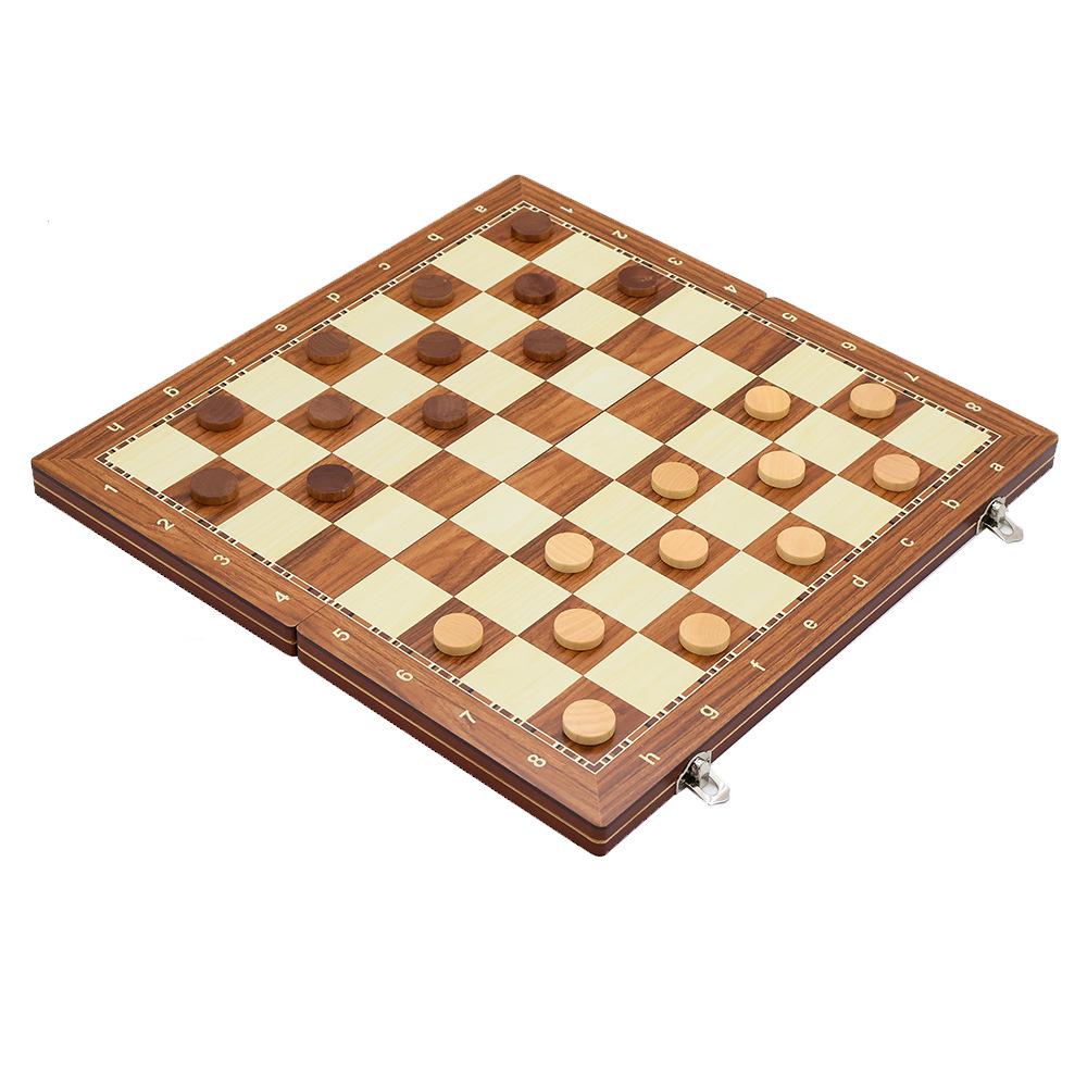 Magnetic Three-in-One Folding Wooden Chess Set for Beginners