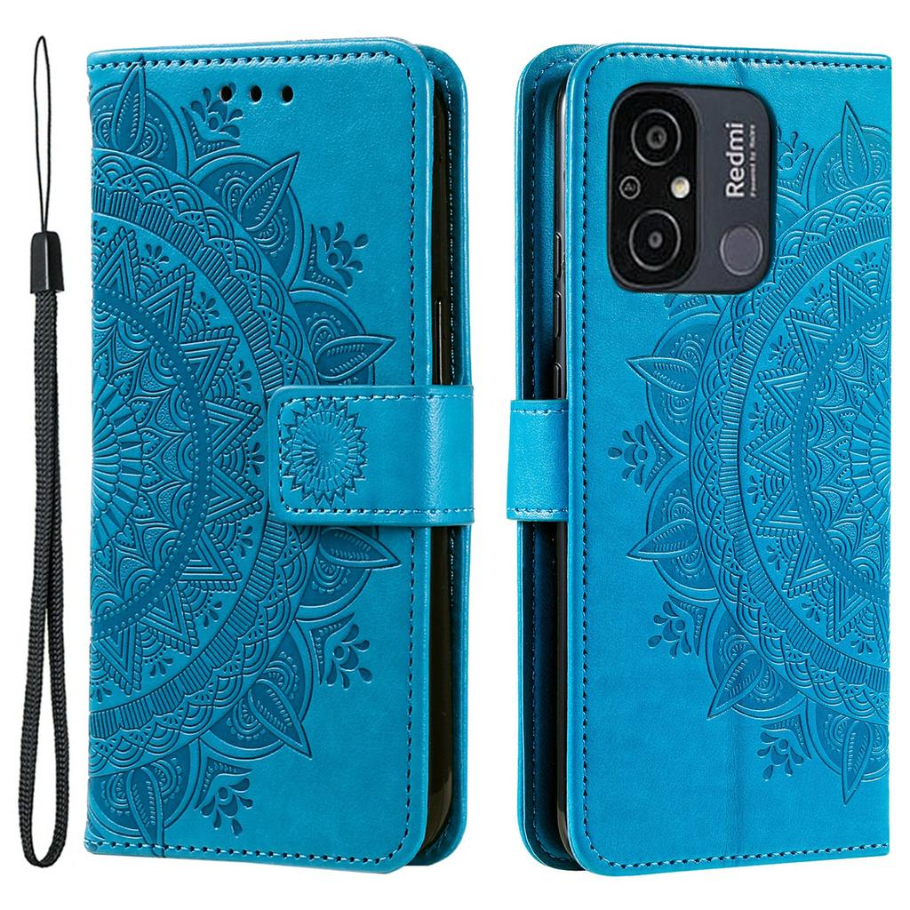 Phone Cover for Xiaomi Redmi 11A 4G/Redmi 12C 4G,Imprinted Mandala Flower Pattern Wallet Stand Phone Case