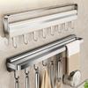 Aluminum Alloy Kitchen Wall Mount Rack With Hooks For Utensils And Cookware Storage
