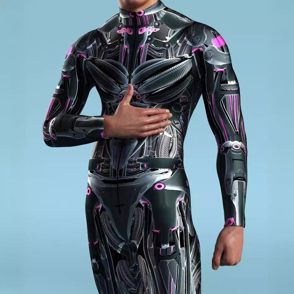 Halloween Cosplay Adult Jumpsuits With Mechanical Print For Play Character