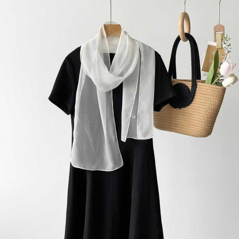 

Однотонный шарф длинные полосы для женщин весна и лето цвет европейский и американский тонкий шарф шейный платок повязка для волос повязка для волос