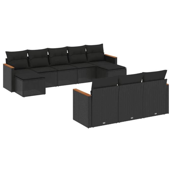 VidaXL Garden Lounge Set with Cushions 10 Pcs, Patio Sofas, Patio Furniture Set, Outdoor Furniture, Black 3226412