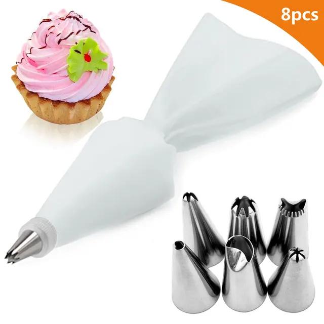 New 8/26Pcs/Set Silicone Pastry Bag Tips Kitchen Cake Icing Piping Cream Cake Decorating Tools Reusable Pastry Bags+24 Nozzle Se
