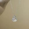 Elegant White Agate Bowknot Necklace: New Chinese Style Clavicle Chain, Perfect Birthday Gift for Her