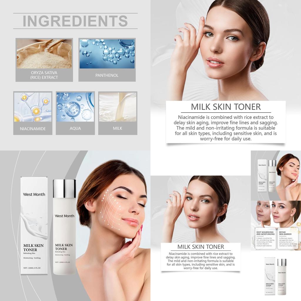 West Month Niacinamide Toner Nourishing Skin Repair Enhancing Brightening Hydrating Formula 120ml
