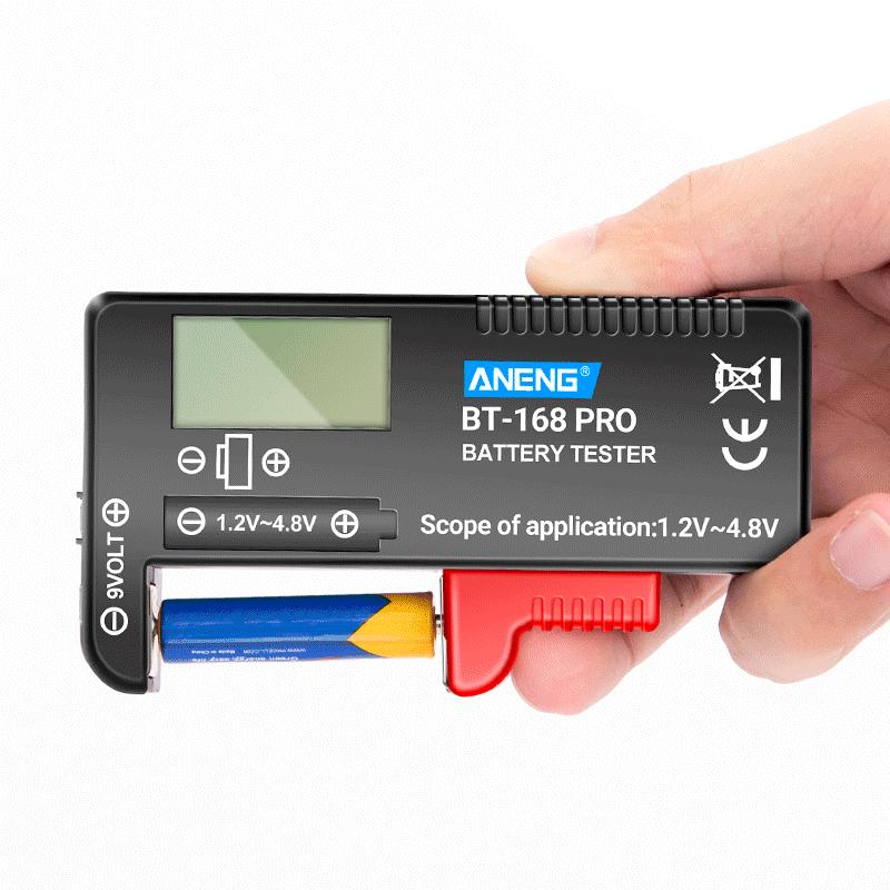 Tester de Baterii Portabil ANENG 168PRO Indicator Nivel Baterie Capacitate Tester Universal Analizoare de Sarcină Tester Baterii Buton Litiu 1.5-4.8V/9V Universal