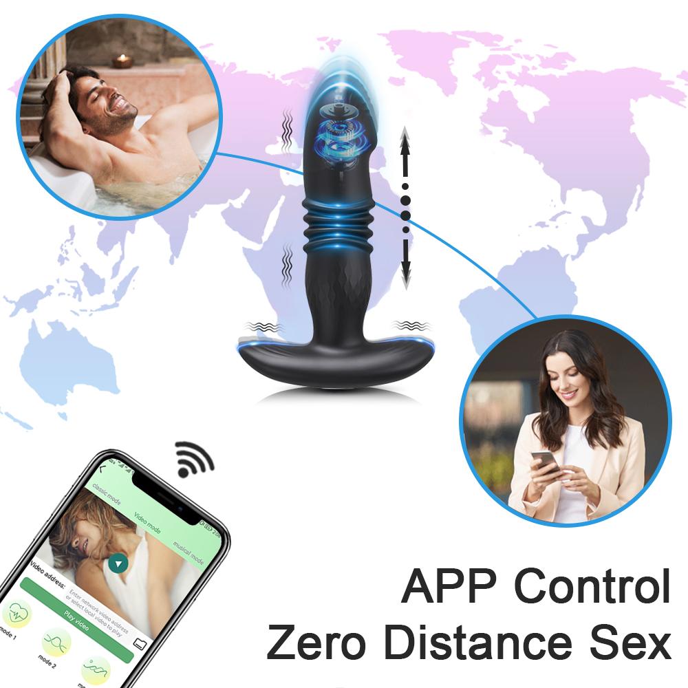 Mannlig prostatamassasjeapparat Bluetooth APP Vibrator for menn Gay analplugg Trådløs fjernkontroll Butt Plug Sexleketøy for par