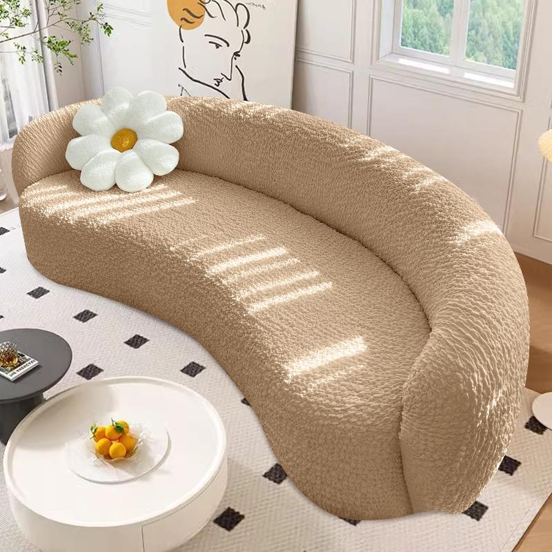 

Solid Color Curved Sofa Cover Arc Stretch Semi-Circular Curved Sofa Cover Shaped Couch Protector Sectional Sofa Slipcover S-90-140cm
