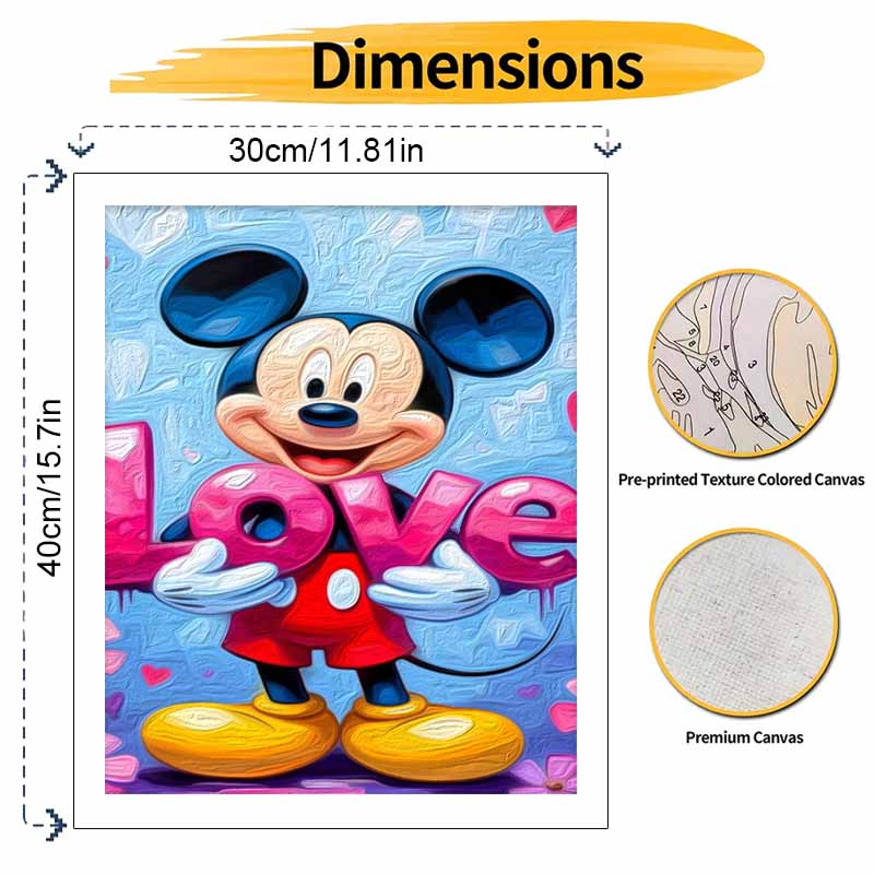 Disney Mickey Mouse Love Heart Oil Painting Handmade Painting Kit Diy Home Room Decoration Gift