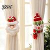 Reusable Curtain Tiebacks Christmas Santa Claus Tieback, 3D Plush Snowman Window Holders Party Decorations Ties Backs, Decorative Drape Holdbacks for
