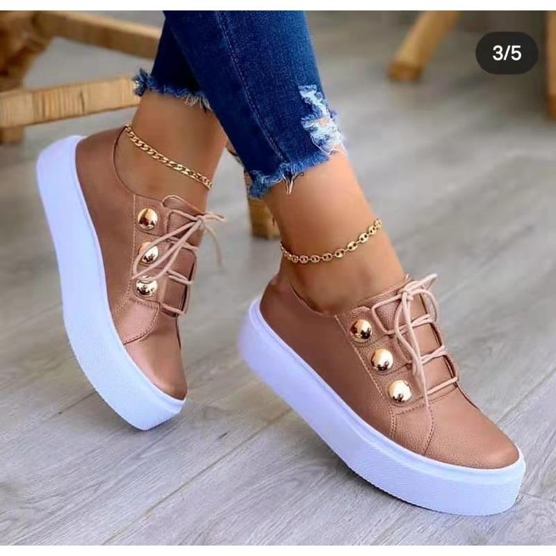 Fashion New Style Luxury Women Casual Sneakers Woman Fashion Spring Leather Sneakers Female Platform Vulcanize Shoes Zapatos De Mujer